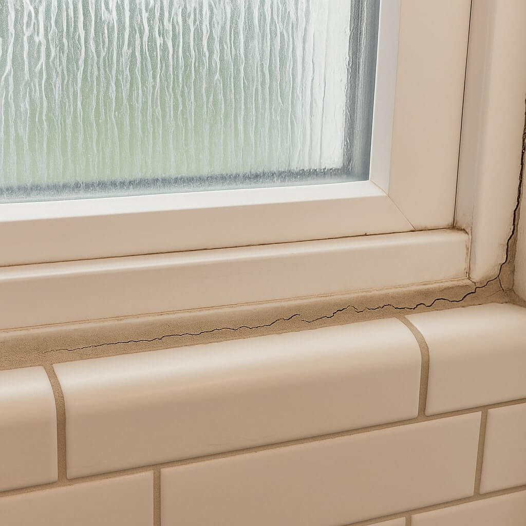 Detailed view of a construction worker applying caulking with precision.